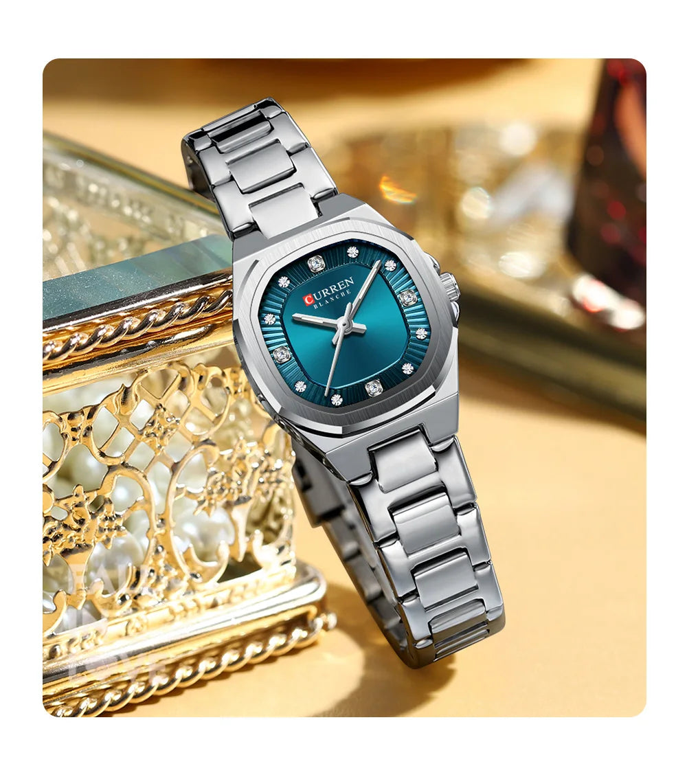 Curren Women Watch Luxury Fashion Quartz Crystal Waterproof Ladies Elegant Wristwatch Gifts For Girls
