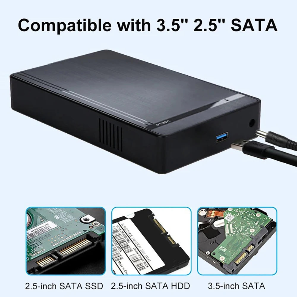 2.5/3.5 inch HDD Case USB 3.0 Hard Drive Disk Enclosure SATA to USB 3.0 Adapter External Hard Drive Box for PC Laptop Tool-less