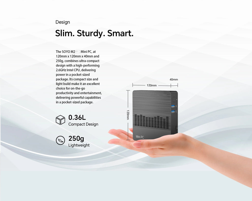 SOYO M2 Mini PC: Powerful 6GB RAM, 64GB EMMC, Intel N4000, Windows 11 - Compact & Ideal for Home, Business & Gaming