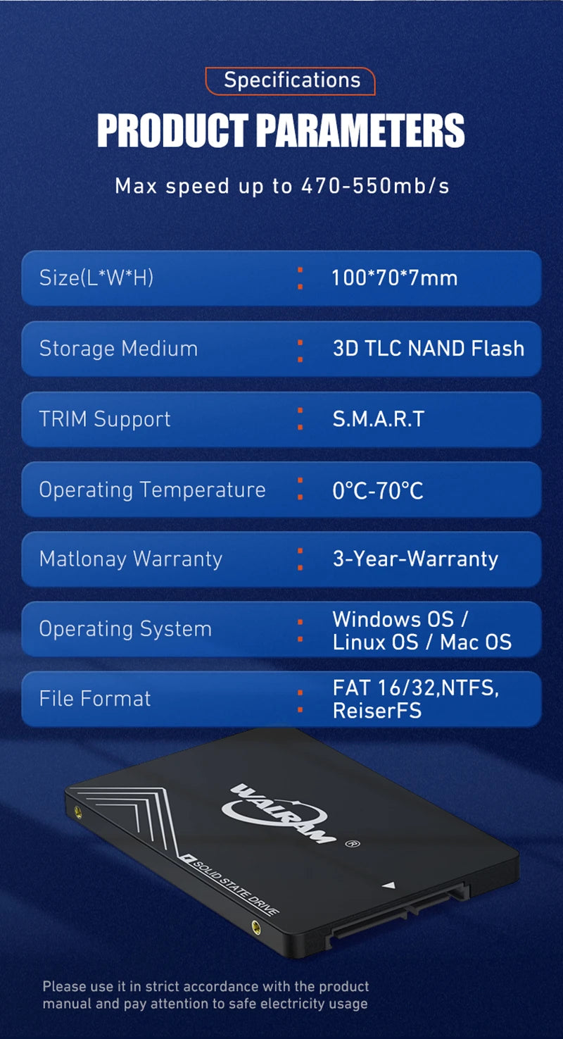 WALRAM Sata3 ssd 120GB 128GB 240GB 60GB 256GB 480GB 512gb 1TB Hdd 2.5 Hard Disk Disc Internal Solid State Drive ssd 120 gb