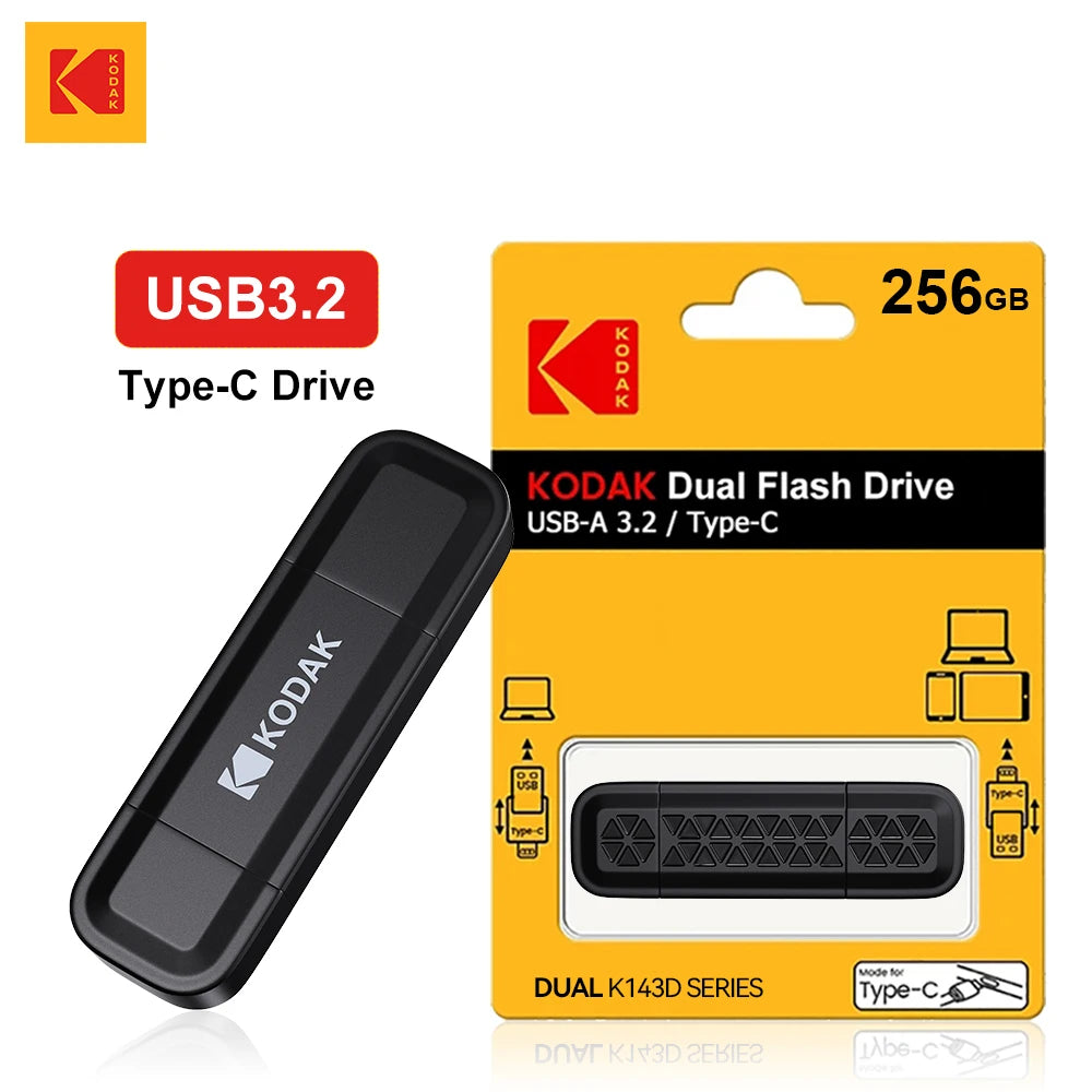 KODAK USB 3.2 Type-C Flash Drive 128GB 64GB USB3.2 Gen 1 OTG High Speed Pen Drive Memory Stick Pendrive for Phone Computer