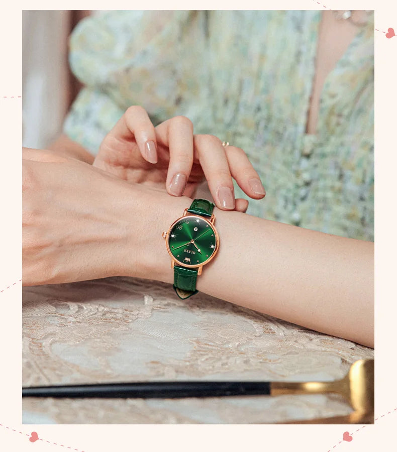 OLEVS 5505 Auto Date Quartz Watch For Women Luxury Elegant Waterproof Wristwatch Original Fashion Leather Woman Dress Watches