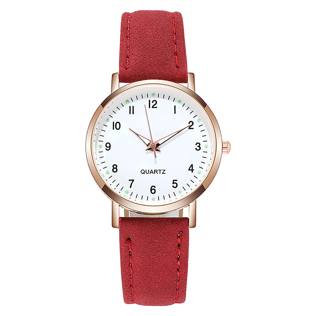 Women'S Simple Quartz Wristwatch Leather Strap Circular Arabic Numeral Dial Elegant Ladies Wristwatch Ladies Watch Gift