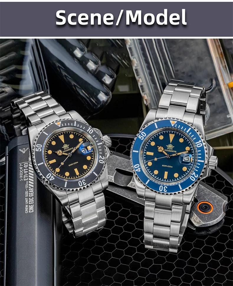 ADDIESDIVE AD2054 Stainless Steel Quartz Watch 200M Dive Watches Green Luminous Men's WristWatches Waterproof Relojes Masculino