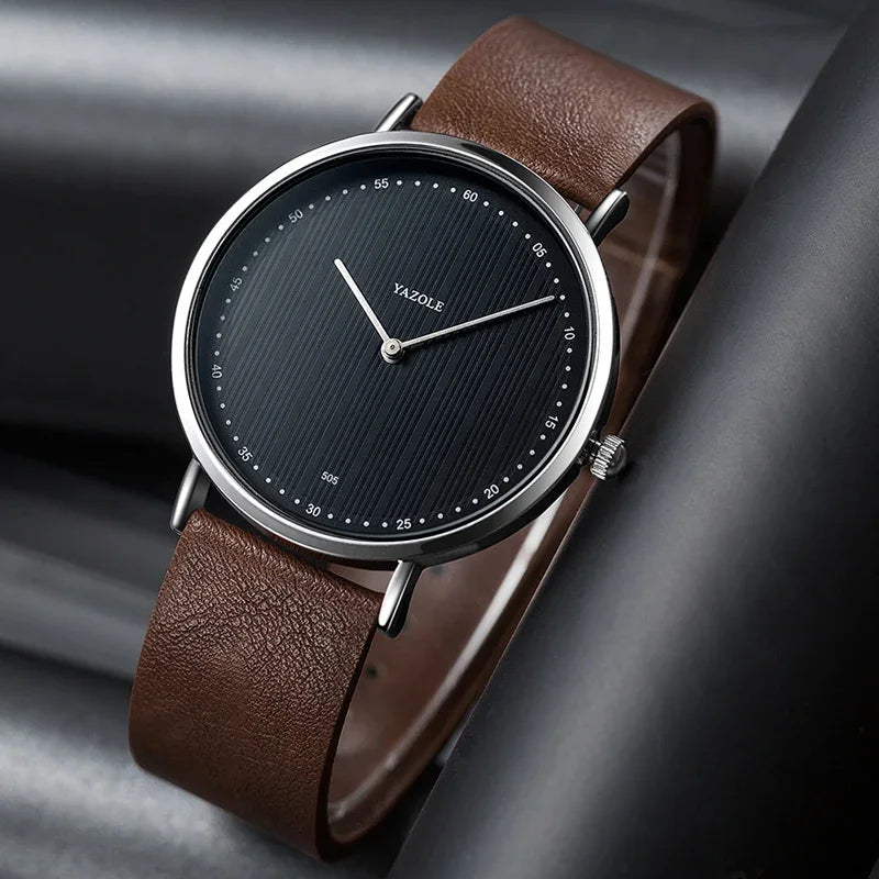 YAZOLE Men's Watches Classic Black Brown Quartz Wrist Watches for Men Women Leisure Simple Man Watch Clock Gift Reloj Hombre