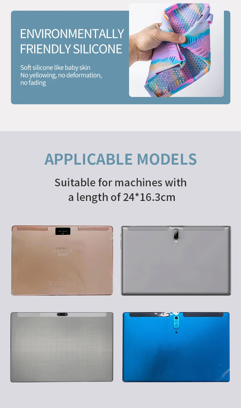 10.1 Universal Case Soft Silicone Tablet Funda for 10 10.1 inch Android Tablet PC Soft Shockproof Cover Case L 9.45 W 6.42inch