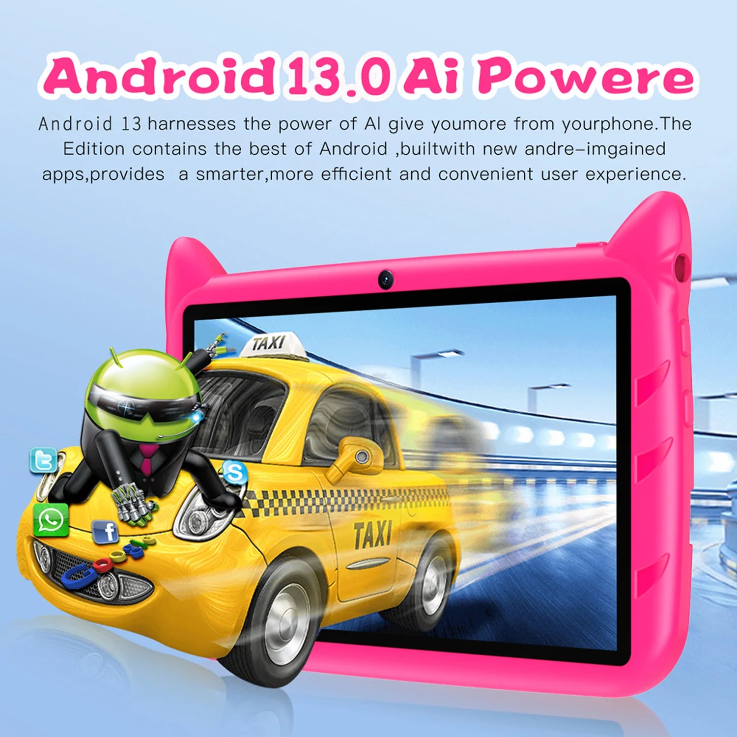 New 7" Kids Tablet with Cartoon Pattern Quad Core 4GB+64GB ROM Bluetooth 5G WiFi Learning Education Game Children's Gift