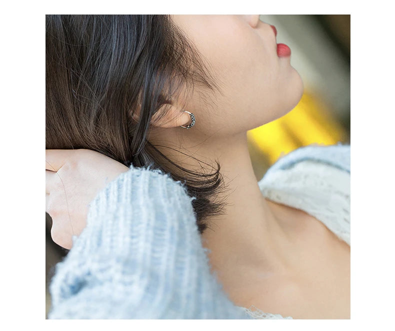 Modian Vintage Pattern Silver Hoop Earrings for Women Trendy Authentic 925 Sterling Silver Hoops Female Mode Bijoux Brincos