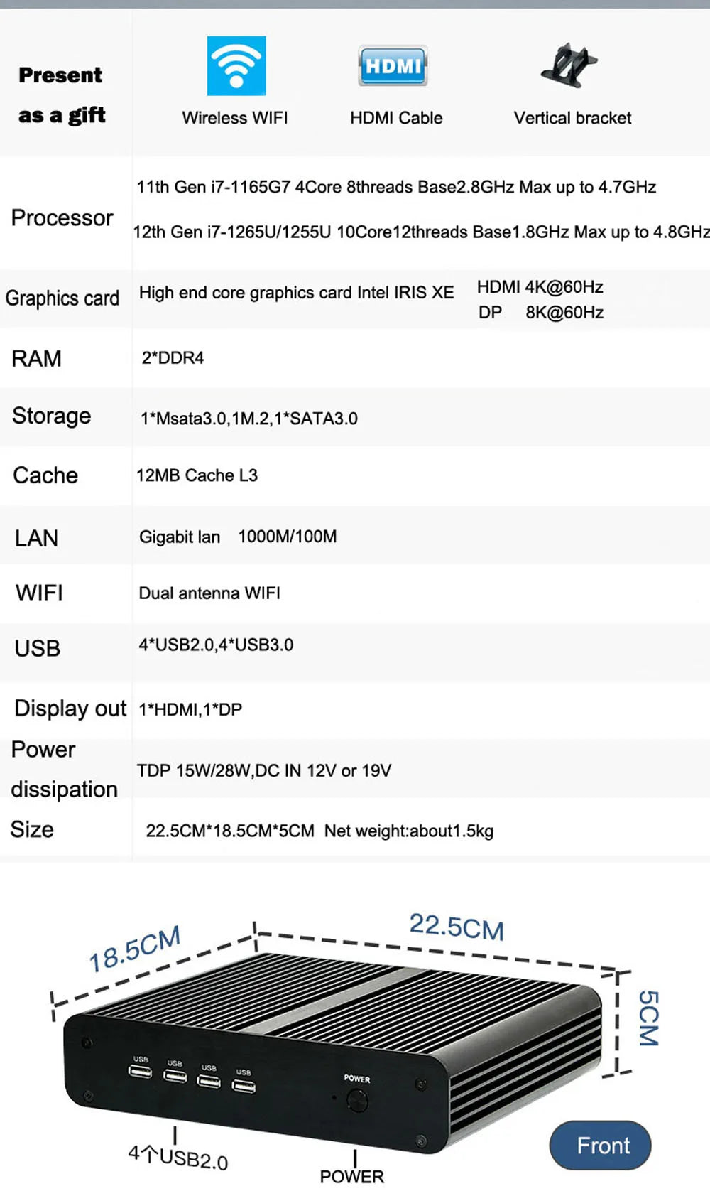 Cheap shipping items Mini PC Gaming Intel Core i7 1255U 1165G7 10510U HDMI DP Windows 11 Bluetooth Wifi6 Ofiice Computer Desktop