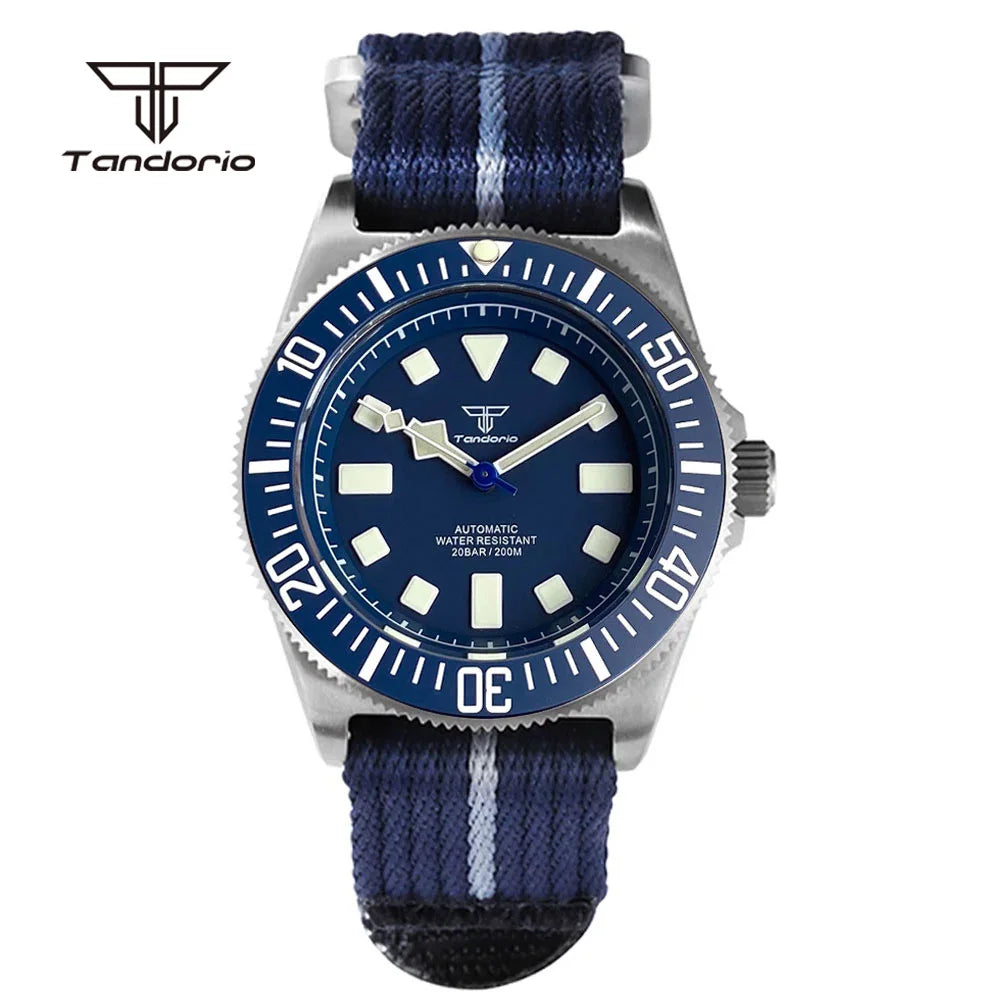 Tandorio Titanium 42mm Dive Mechanical Watch for Men Automatic NH35/PT5000 Movement Sapphire 20BAR Waterproof Wristwatch Lume