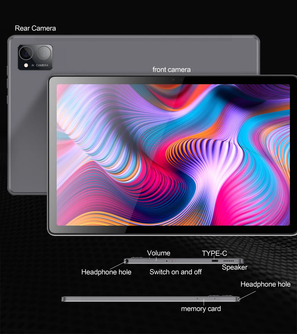Original BDF Tablet Pc 10.1 Inch 8GB RAM 256GB ROM Android 12 Octa Core 3G 4G LTE Internet WiFi Internet BT Global Version