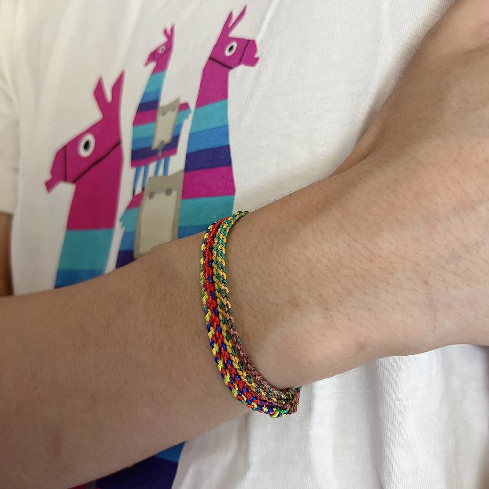 Meetvii New Handmade Gradient Color Lucky Bracelets & Bangles For Women Men Tibetan Buddhist Knots Rope Bracelets Jewelry