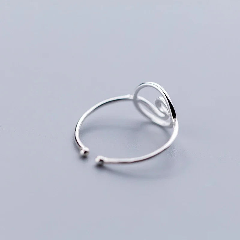 SOFTPIG Real 925 Sterling Silver MInimalist Geometric Hollow Line Round Opening Ring For Women Party Fashion Fine Jewelry