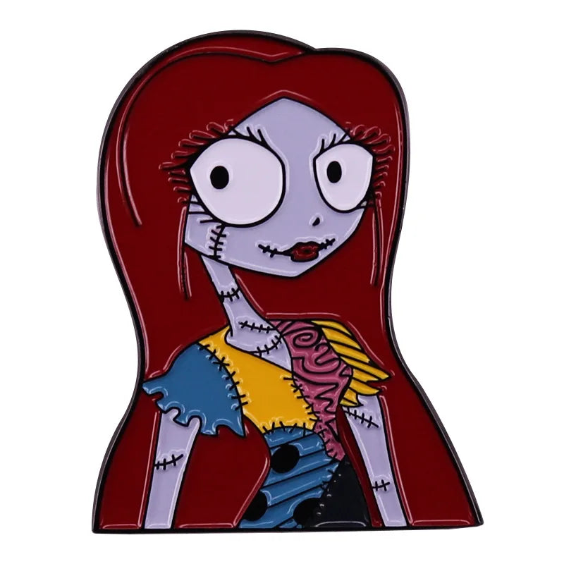 Kim Possible Enamel Pins The Nightmare Before Christmas Sally Metal Brooch Cartoon Badge Jewellery Backpack Accessory Gifts