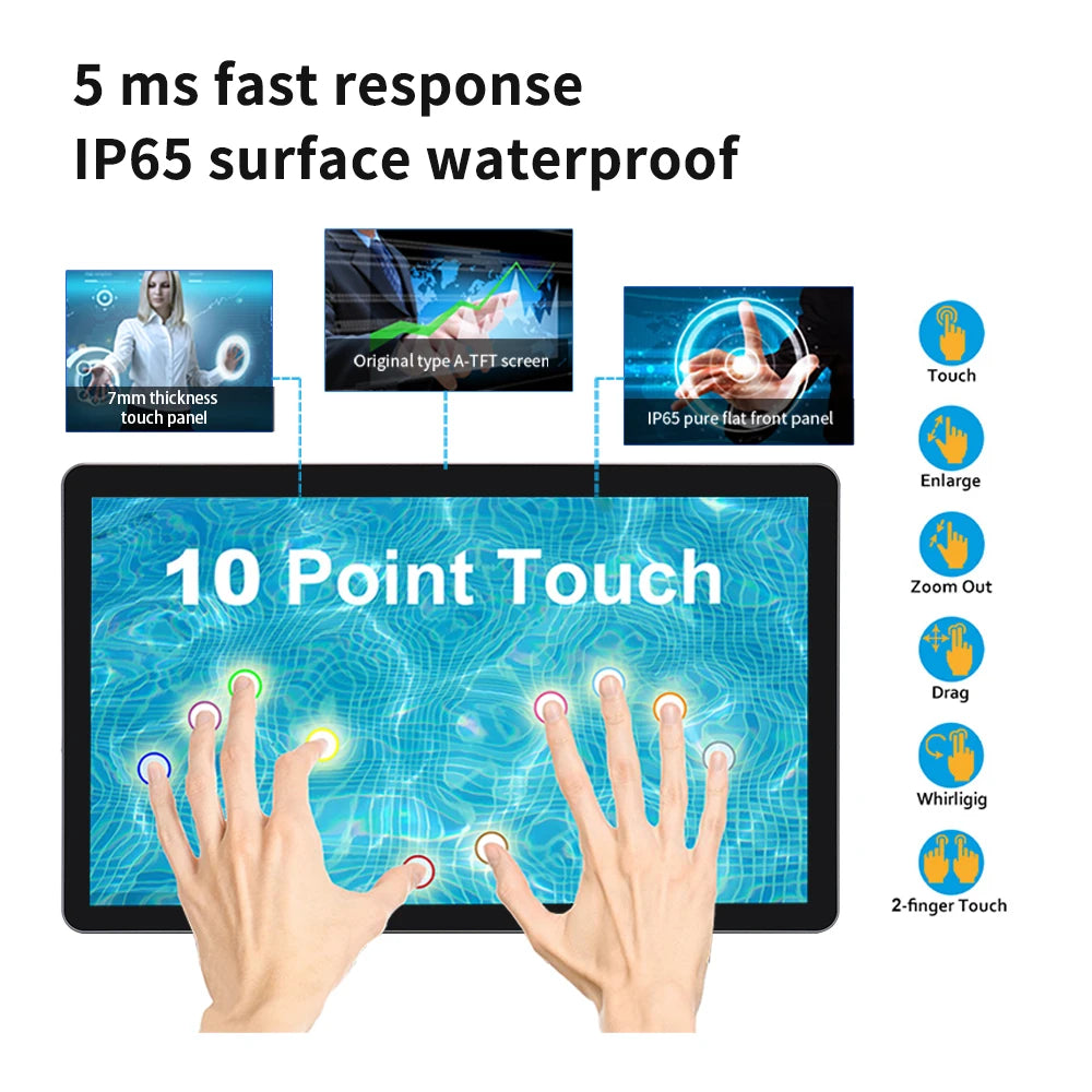 8 To 43 inch Wall mounted PCAP Multi Touch Screen Display Touchscreen Monitor Android 11 Tablet Win 10 Industiral All In One Pc