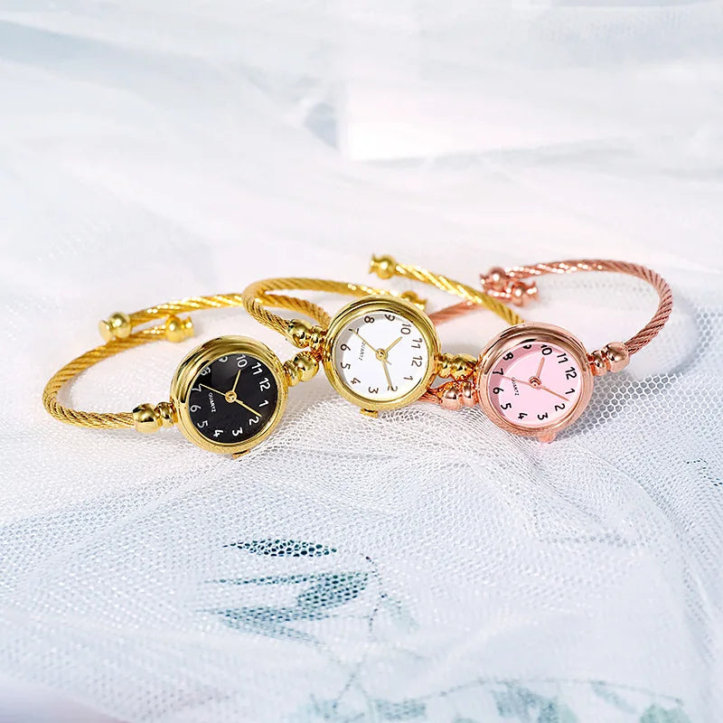 2PCS Fashion Luxury Women's Watch Gold Fine Strap Ladies Watch For Bracelet Montre Femme Female Wrist Watch Women Clock Relojes