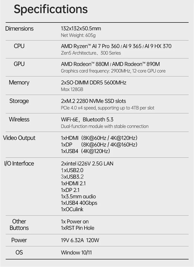 Topton Mini PC Gamer Oculink AMD Ryzen AI 9 HX 370 365 7 pro 360 USB4.0 2xDDR5 2xPCIe4 Windows 11 WiFi6 Desktop Gaming Computer