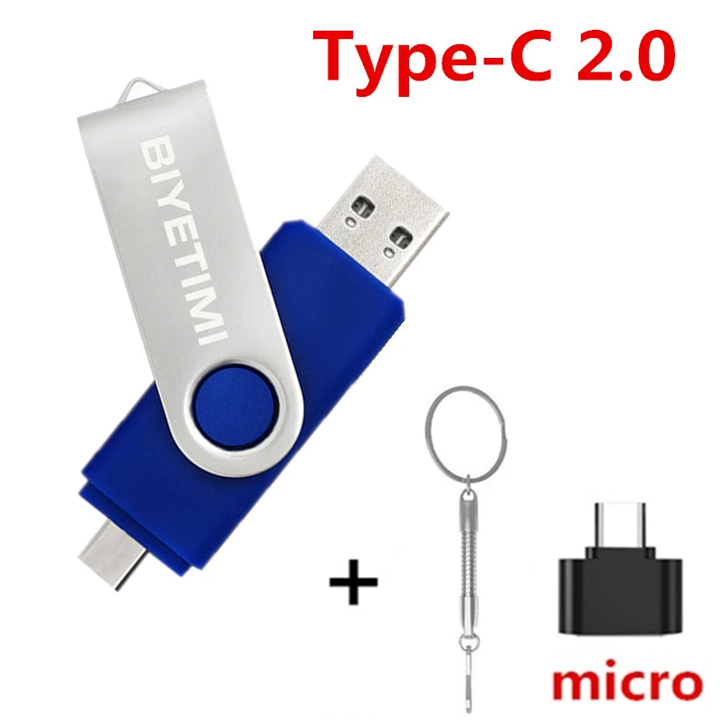 Biyetimi Type C usb flash drive 128GB OTG 2.0 64GB pen drive 32GB real capacity usb флэш-накопител memory stick for phone ＆ cPC