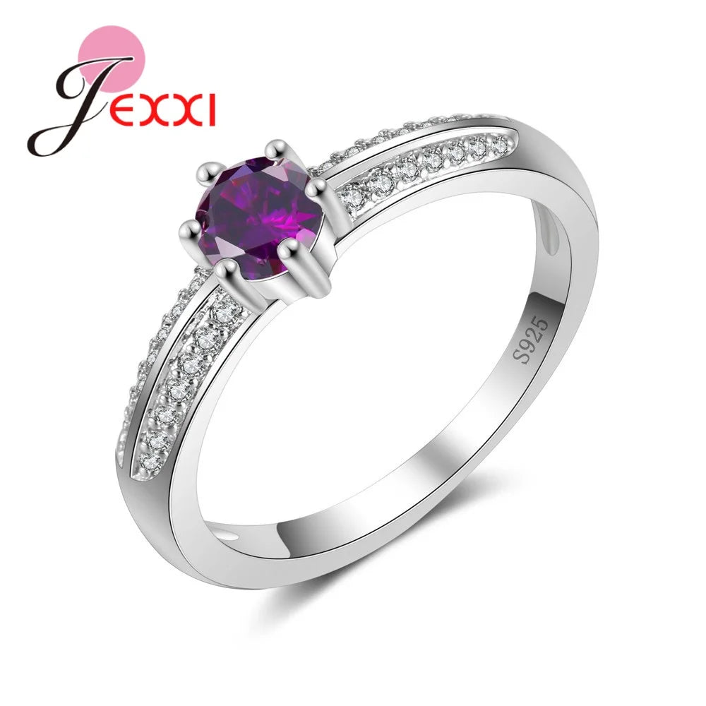 Brand Finger Wedding Rings Multicolor Cubic Zircon With Crystals Women Engagement 925 Sterling Silver Color Ring Jewelry Lovely