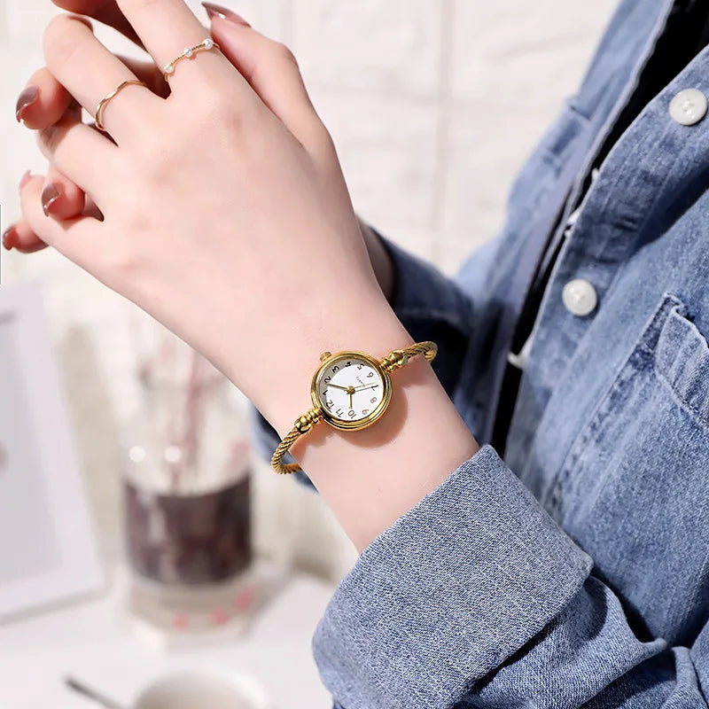 Couple Style Gold Sliver Bracelet Minimalist Wristwatch Fashion Steel Strap Women's Quartz Watch Brand Casual Women's Watcht Set