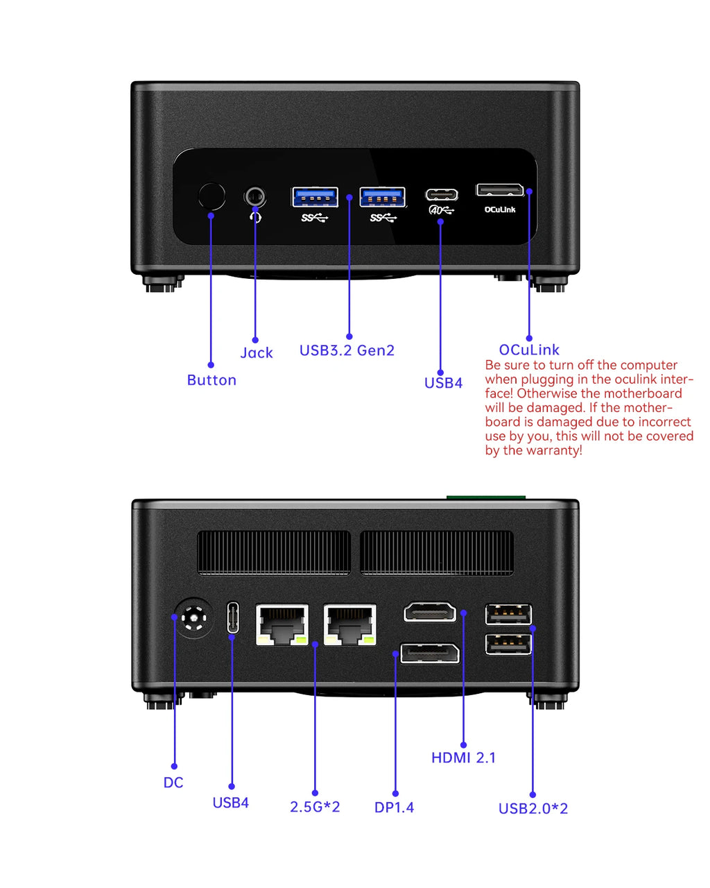 AOOSTAR GEM12+ Mini PC AMD Ryzen 7 PRO 8845HS 5.1GHz 32GB DDR5 1TB SSD Radeon 780M WiFi6 BT5.2 USB4 HDMI2.1 Mini PC Windows 11