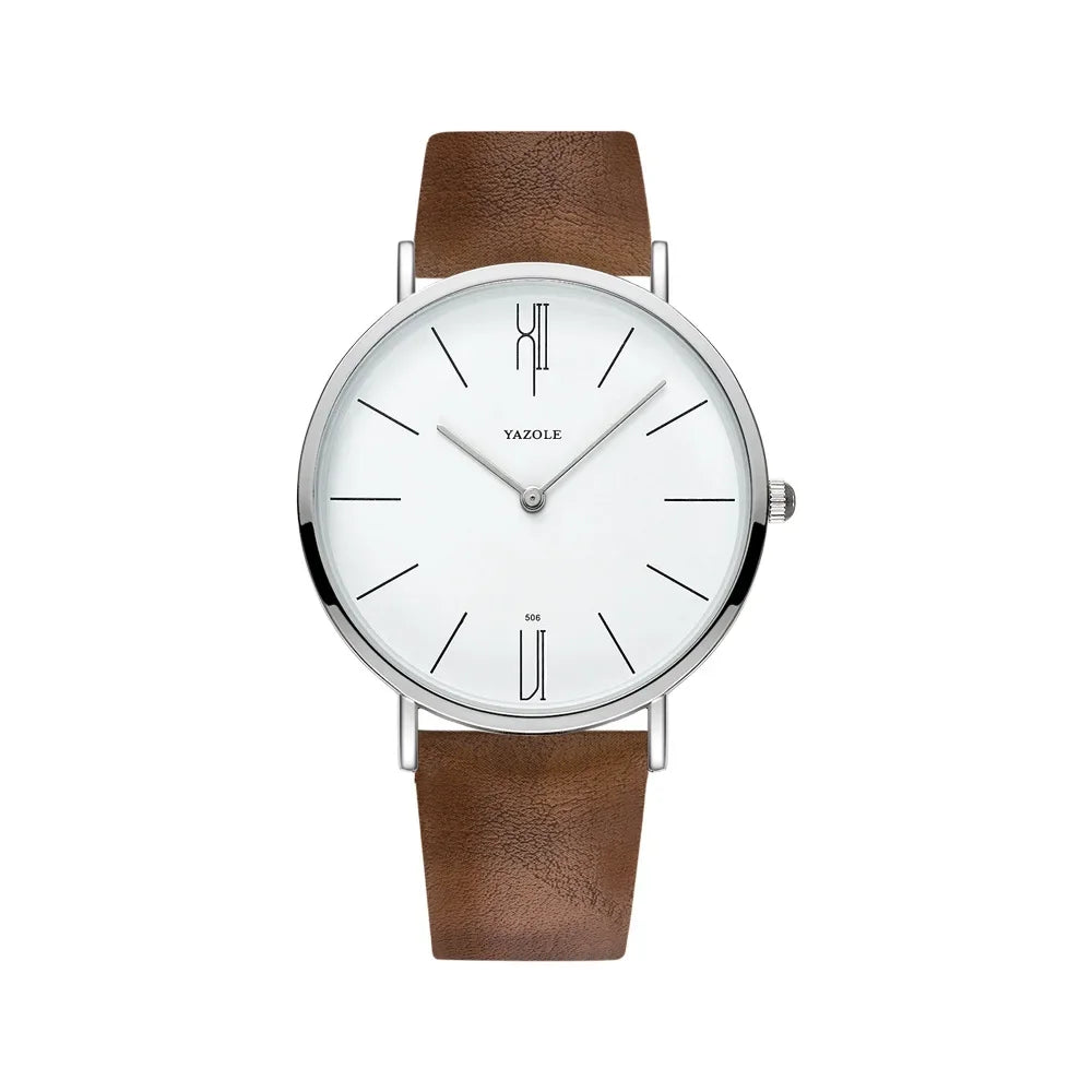 YAZOLE Men's Watches Classic Black Brown Quartz Wrist Watches for Men Women Leisure Simple Man Watch Clock Gift Reloj Hombre
