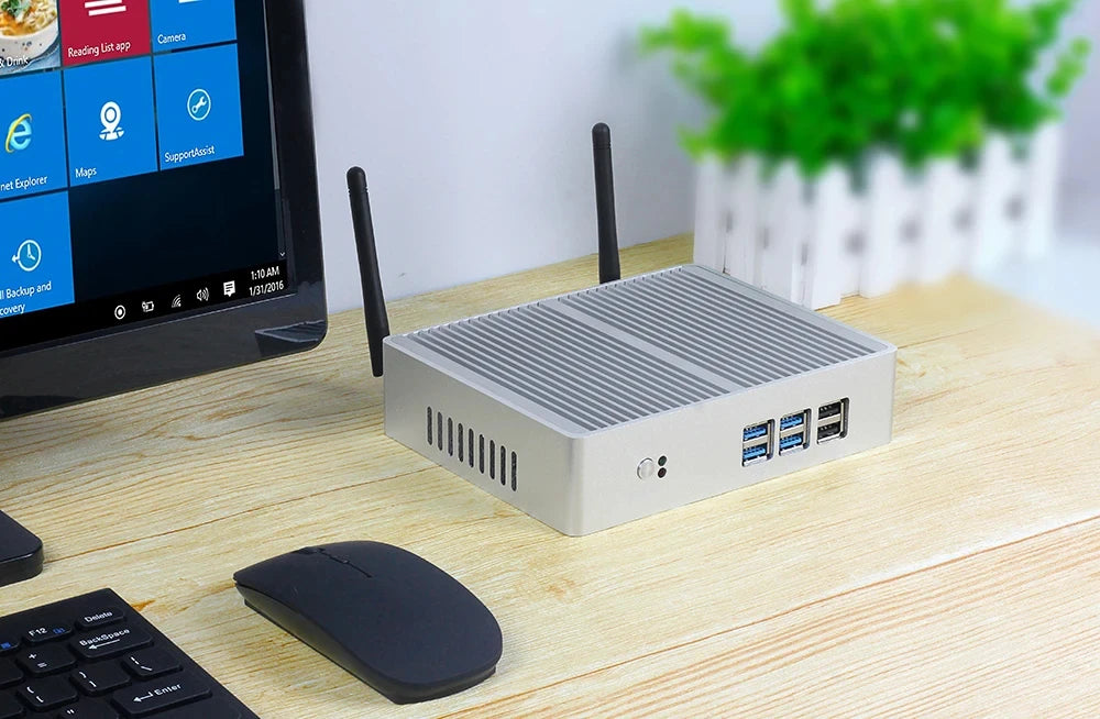 Helorpc Industrial Mini PC with Inter Core i5-5200U Support Windows10 Linux Pfense with 4xUSB3.0 4xUSB2.0 1xHDMI 1xVGA Computer