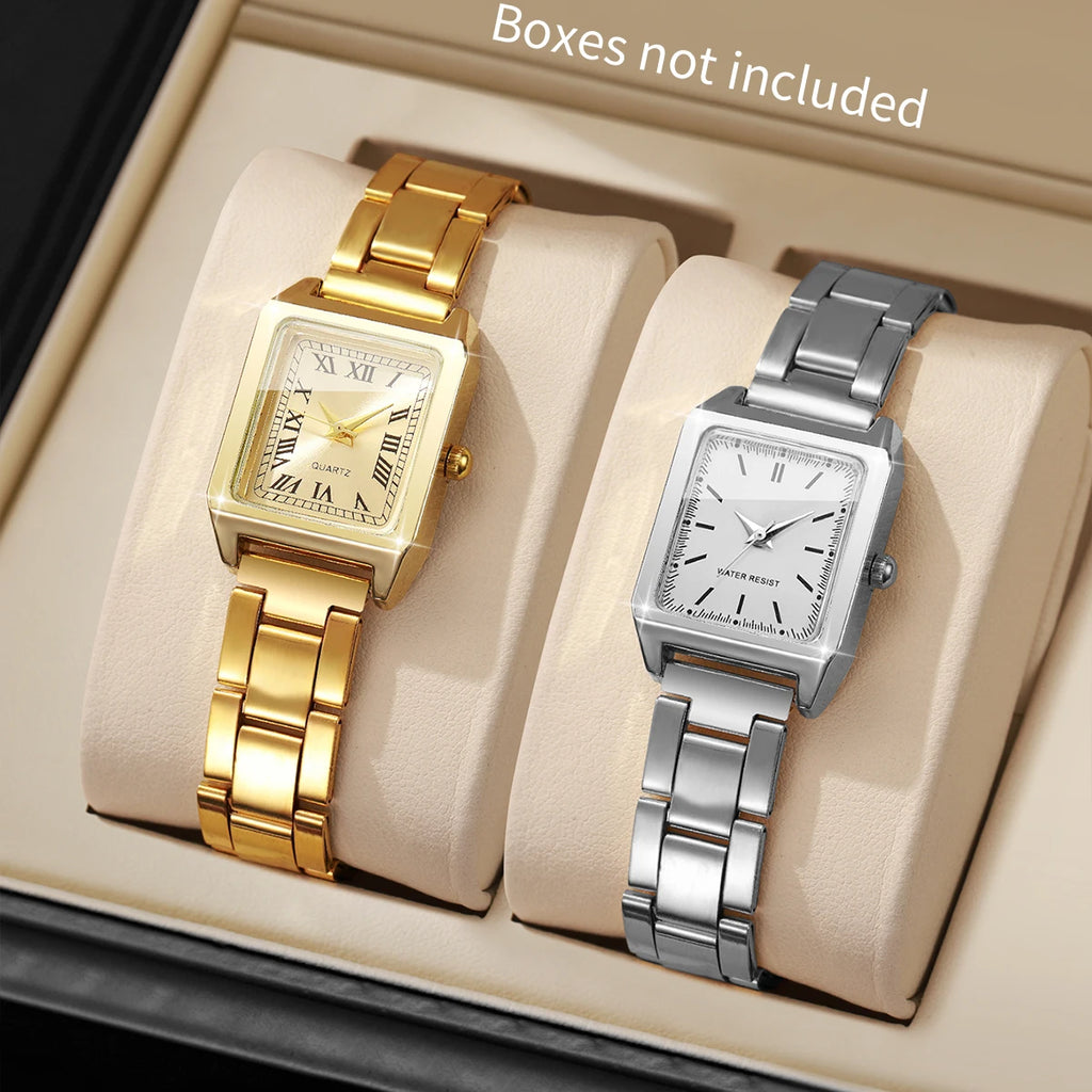 1/2PCS Fashion Women Quartz Wristwatches Square Dial Ladies Watch Girls Clock Reloj Mujer（Without Box）