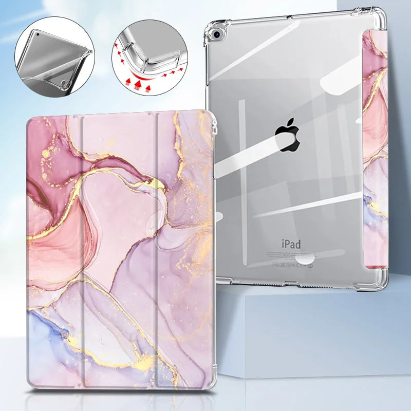 For iPad 11 2021/2020/9.7 5/6th case 10.2 9th 7th/8th Marble Leather Smart Cover for iPad2 Air 1/2 Mini 1/2/3/4/5/6 pro10.5 case