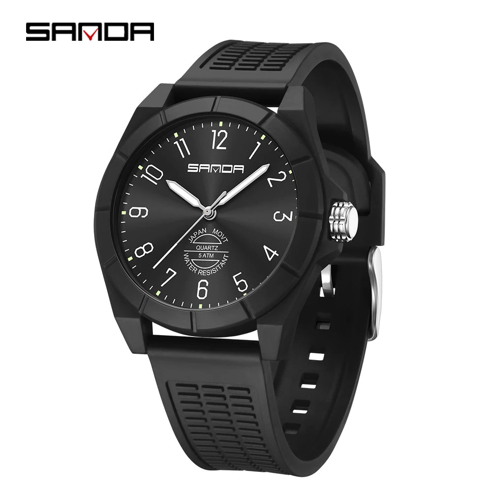Fashion SANDA 6212 Student Quartz Electronic Watch Silicone Strap Multifunctional Sports Waterproof Student Quartz Watch