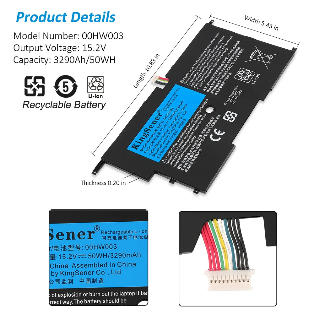 00HW003 00HW002 SB10F46440 SB10F46441 45N1701 Battery for Lenovo ThinkPad X1 Carbon Gen 3 Series Ultrabook 2015 45N1702 45N1703