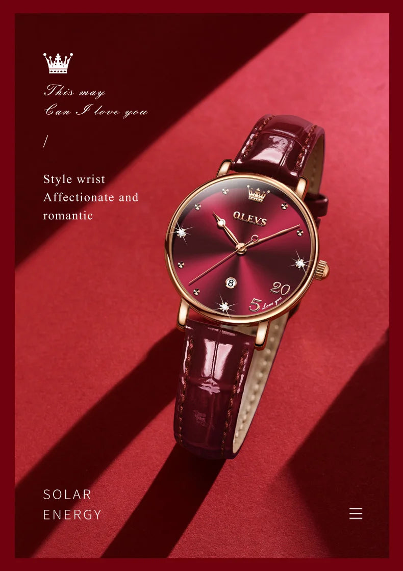 OLEVS 5505 Auto Date Quartz Watch For Women Luxury Elegant Waterproof Wristwatch Original Fashion Leather Woman Dress Watches