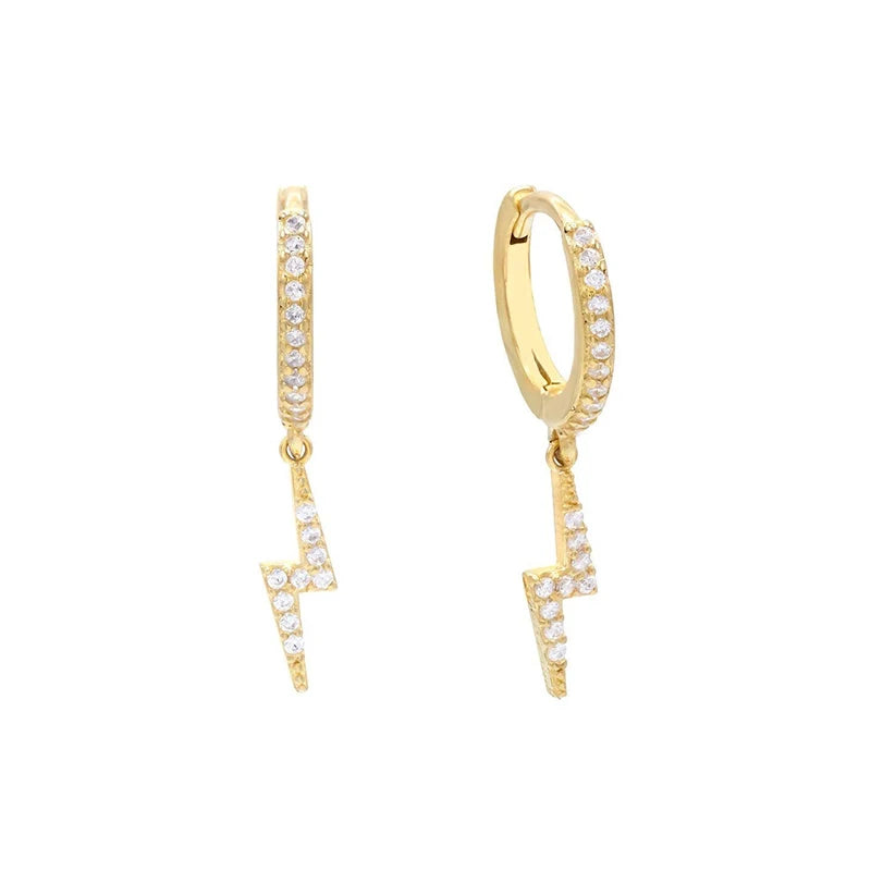 ROXI Baroque Lightning Cross Stars Hoop Earrings for Women Zircon Crystals Sterling Silver 925 Jewelry Cartilage Pendientes