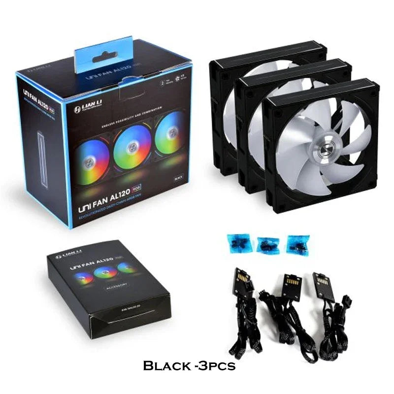 Lian Li UNI Fan AL120 ARGB Cableless Fan Support L-Connect 3 PWM Silent Low Noise High RPM MB SYNC Control Triple Pack