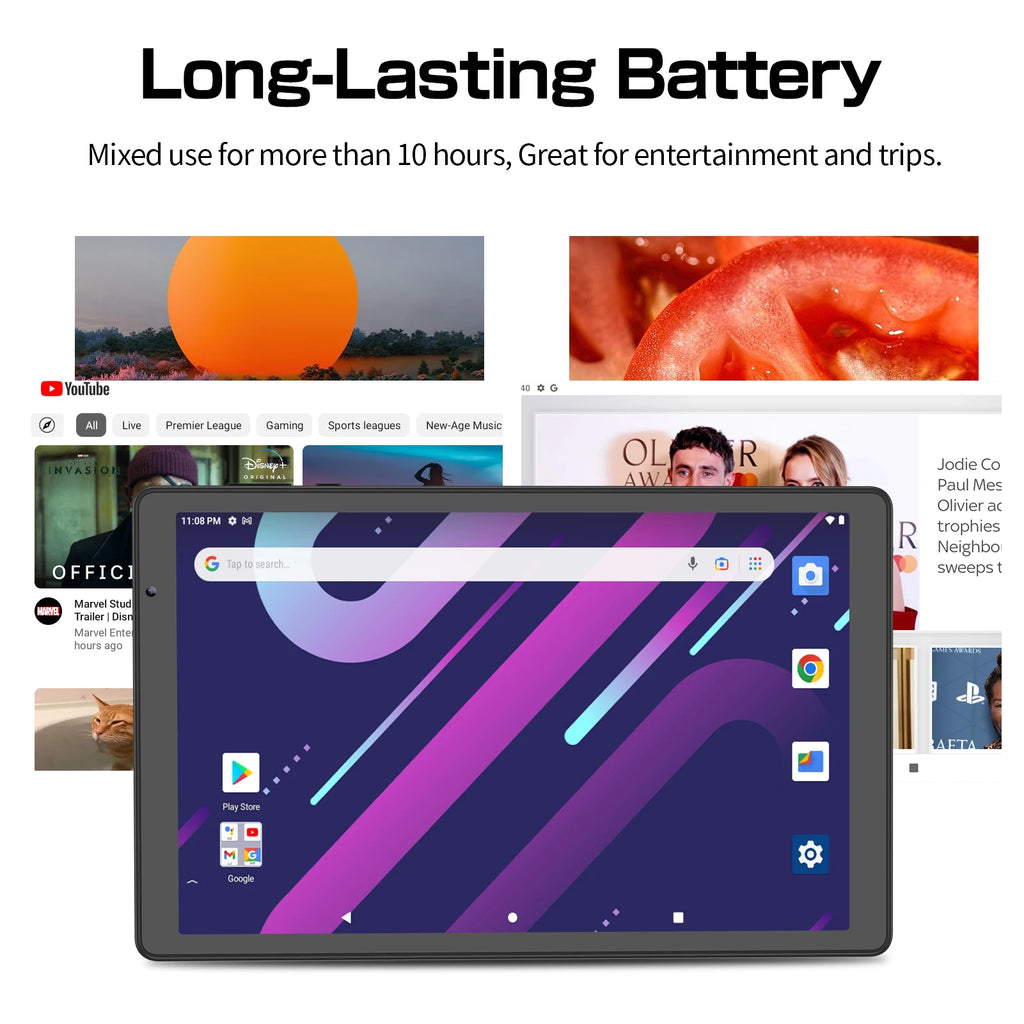 PRITOM Tablet 10 inch Android 12 32GB ROM 512GB Expand Tablets, 2GB RAM Wi-Fi 6 Tablet PC with 1.6GHz Quad Core CPU, 10.1 inch
