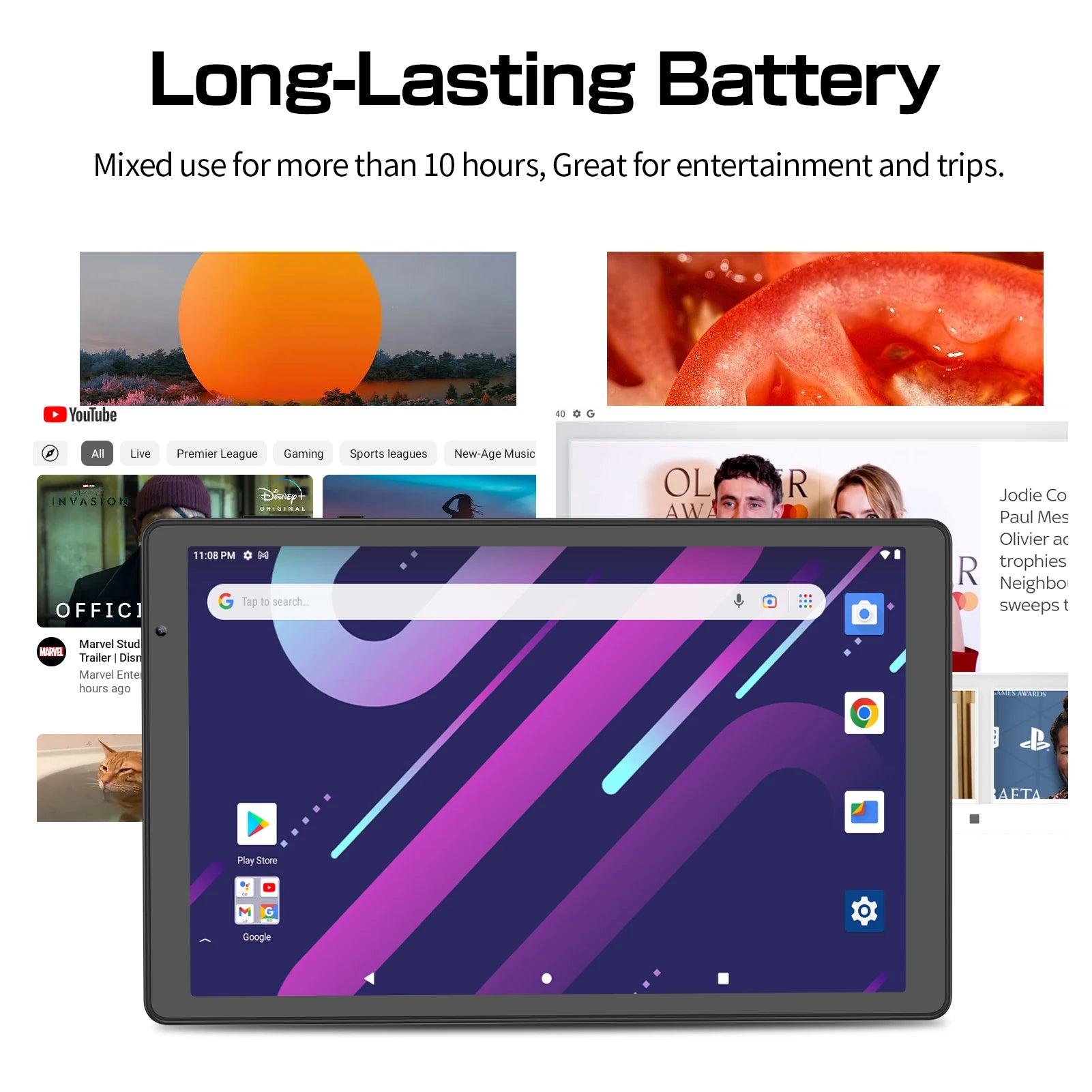 PRITOM Tablet 10 inch Android 12 32GB ROM 512GB Expand Tablets, 2GB RAM Wi-Fi 6 Tablet PC with 1.6GHz Quad Core CPU, 10.1 inch