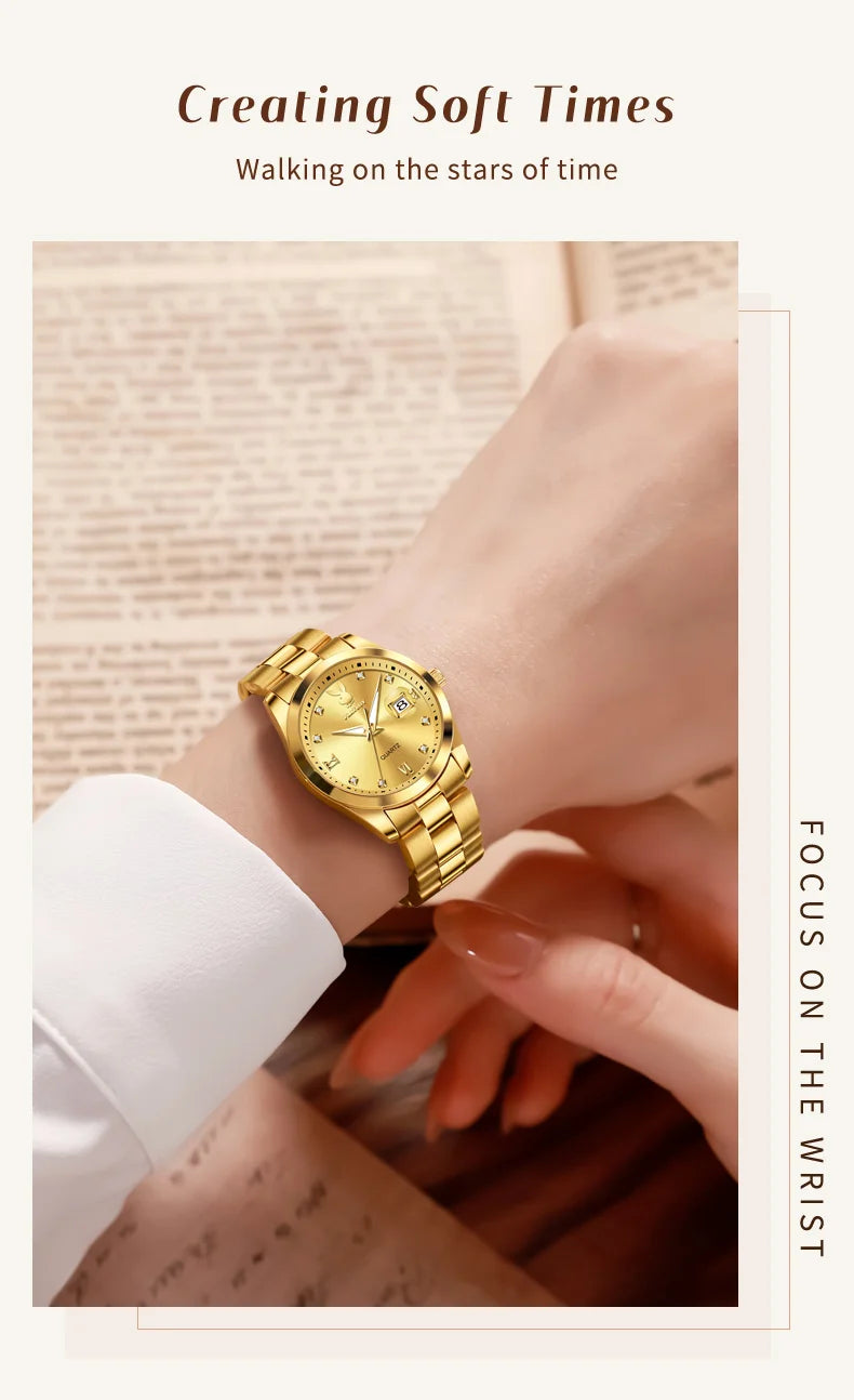 PLAYBOY New Original Luxury Women Watch Waterproof Calendar Luminous Stainless Steel Elegant Fashion Quartz Women's Wristwatch