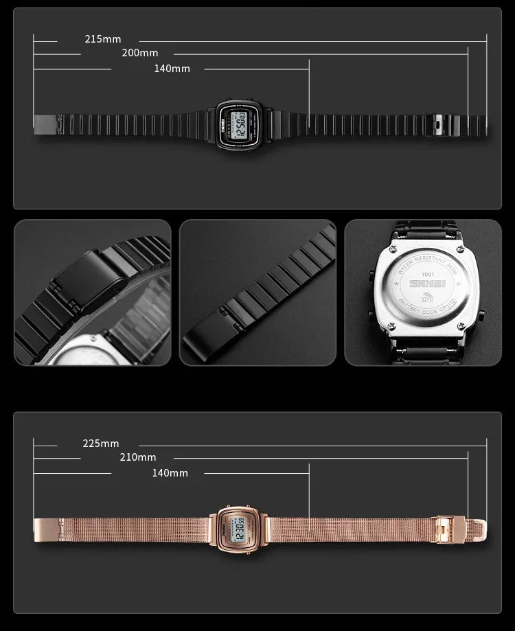 SKMEI 1901 Luxury Small Dial Digital Women Watch Ladies Calendar Waterproof Lady Sports Wristwatches Girl Clock 1252 Reloj Mujer
