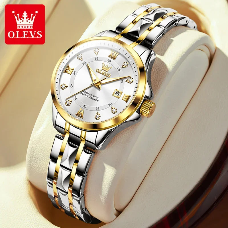 OLEVS 2906 Fashion Date Quartz Couple Watches Top Luxury Watch Men Women Waterproof Stainless Steel Wristwatch