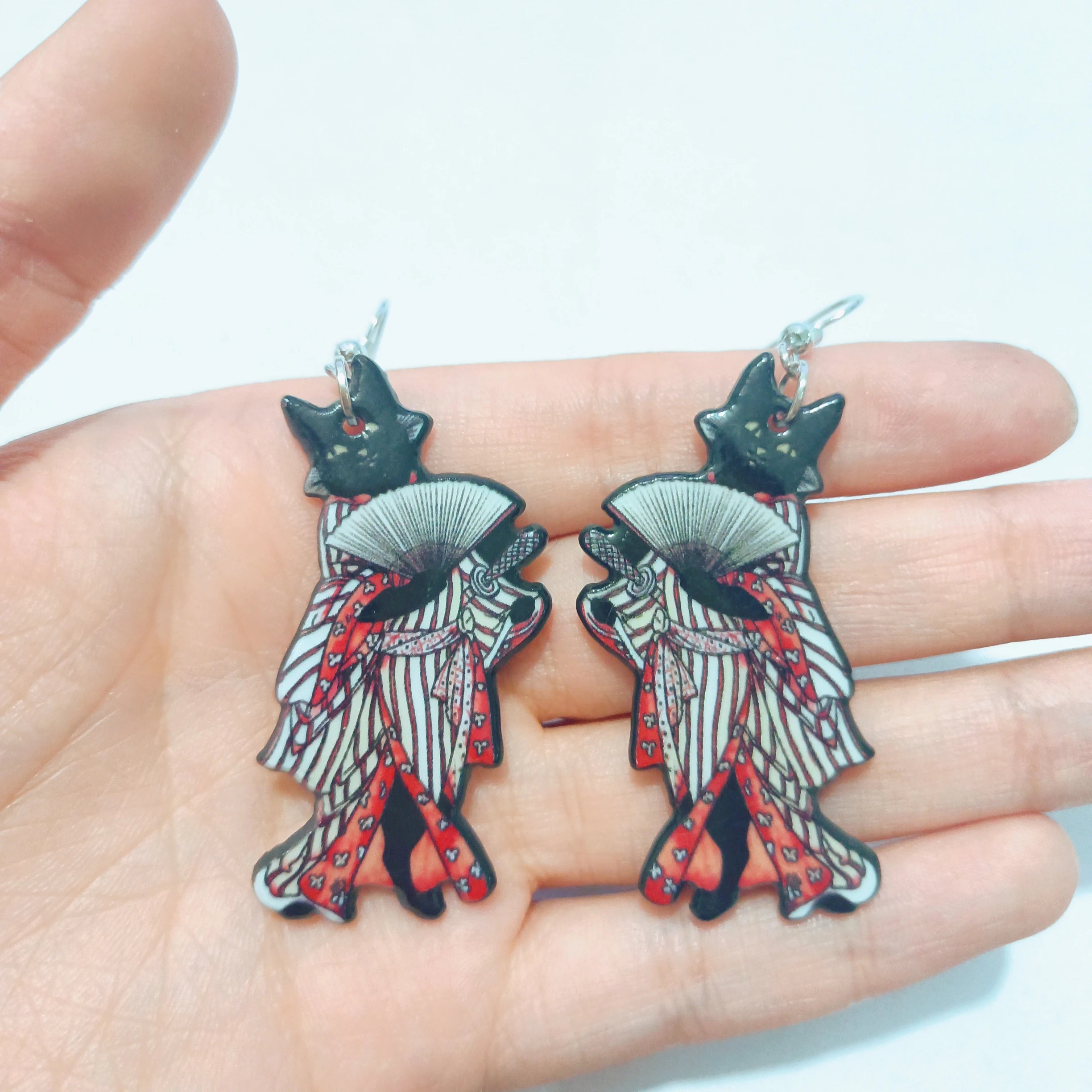Double Sides Acrylic Cat Mermaid Guitar Earrings for Women Colored Doughnut Coffee Pendant Ear Ring Halloween Christmas Gift
