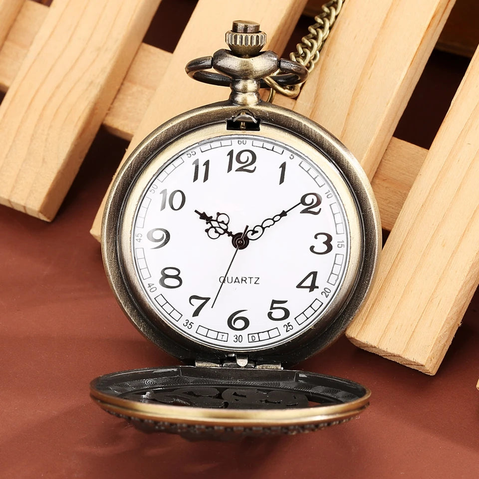 Bronze Butterfly and Flower Retro Style Necklace Pocket Watch Chain Steampunk Pendant Quartz Fob Watch Clock with Accessory 2020