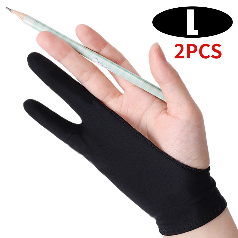 1-4Pcs Two-finger Artist Glove Palm Rejection Tablet Drawing Gloves for iPad Pro Air Graphic Tablet Smudge Guard Painting Gloves