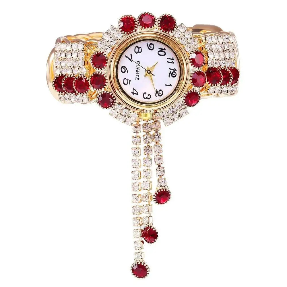 5PCS/Set Luxury Rhinestone Women Watches Fashion Adjustable Bangle Ladies Quartz Wristwatch Jewelry Set Reloj Mujer（Without Box）