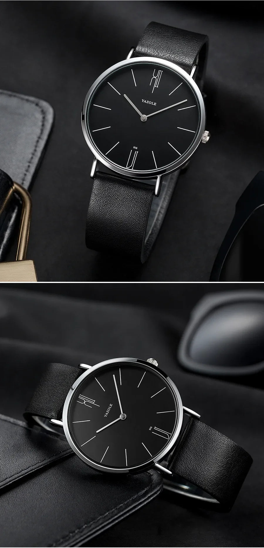 YAZOLE Quartz Watches For Men Casual Minimalist Ultra-thin Mens Watch 30M Waterproof Simple Leather Belt Male Clock montre homme
