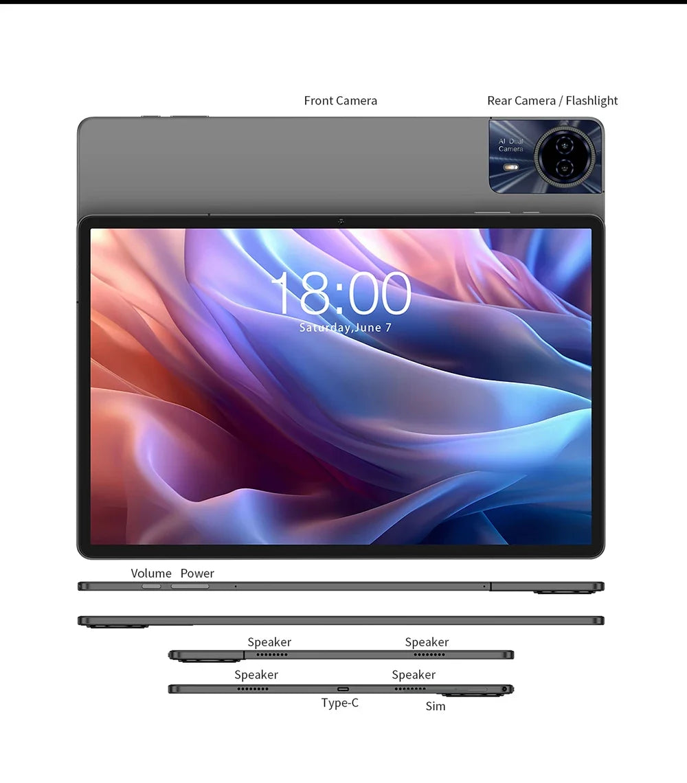 Teclast T65MAX Tablet MTK G99 Octa-Core 13inch FHD 1920x1200IPS 8GB RAM 256GB ROM Android 14 10000mAh 13MP+8MP WIFI2.4G+5G BT5.2