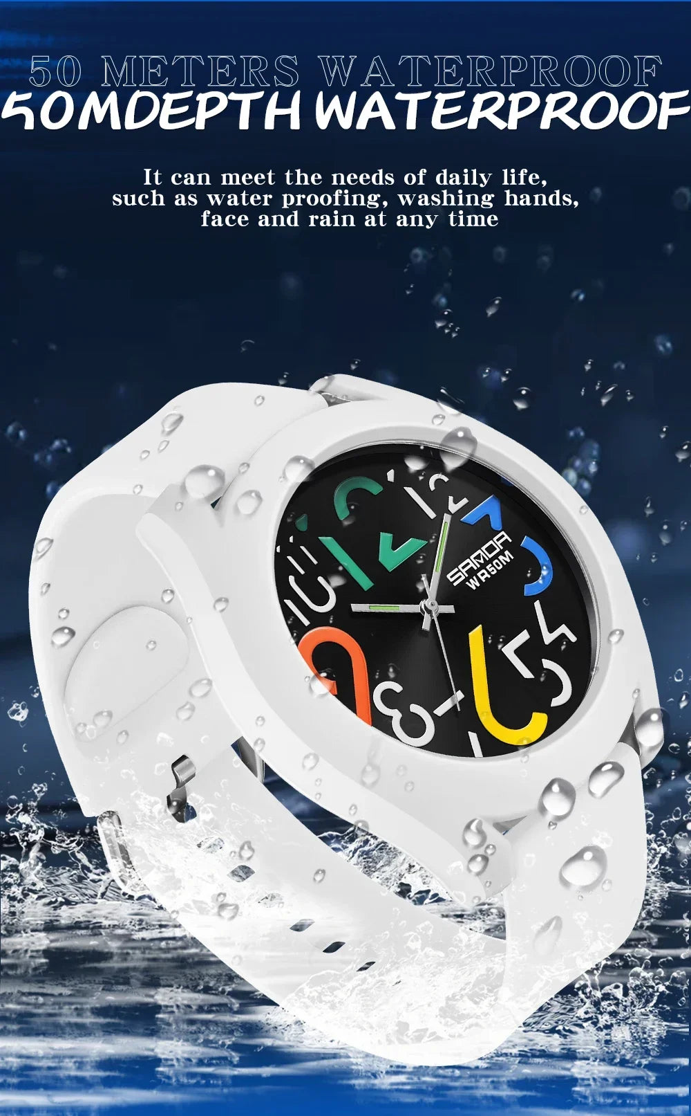 SANDA 9021  Creative Simple Girls 'Watch 2024 New Fashion White Casual Quartz Clock Men'S Watch Silicone Strap Waterproof Watch