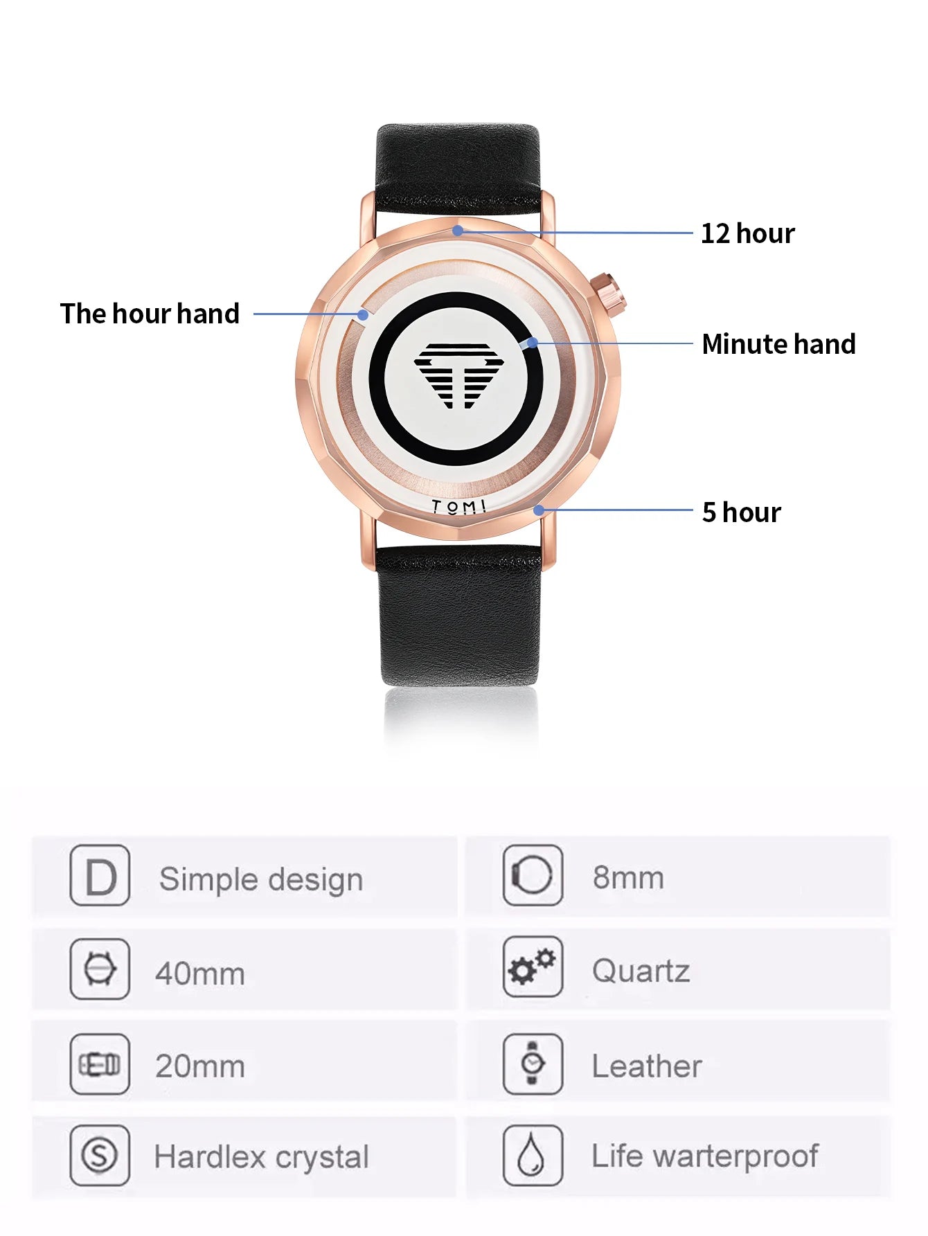 TOMI Women's Minimalist Retro Quartz Watch Fashion Creative Versatile Women's Watch Clock Gift Reloj Festival Gift