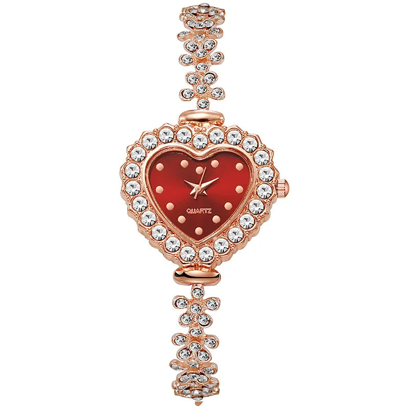 Ladies' Fashion And Exquisite Heart-Shaped Dial Quartz Watch for Women（Without Box）