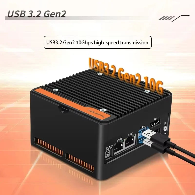 Hot 4 x NVMe Mini NAS Server 4 Bay NAS N100 3 N355 Pocket PC with Dual LAN,Dual HDMI 2.0,USB3.2 Gen2,Support BT5.4/WiFi6/WiFi7
