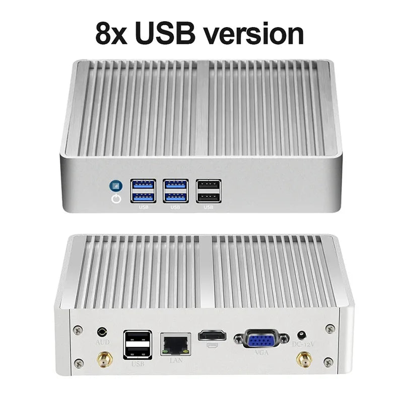 Helorpc Industrial Mini PC with Inter Core i5-5200U Support Windows10 Linux Pfense with 4xUSB3.0 4xUSB2.0 1xHDMI 1xVGA Computer